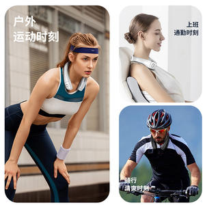 K031 Neckband Cooling Fan Portable Outdoor Rechargeable <b>USB</b> Touch <b>Control</b> Dark Blue - Product Image 3