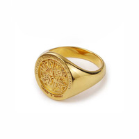 Bague Chevalière Homme Design Tendance Personnalisable Quatre Saisons Simple Plaqué Or 18K PVD Bijou Estampillé en Stock