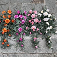 Guirlande de fleurs artificielles en plastique pour décoration de plafond, vigne de lierre, grand bouquet de roses, semi-fait main, à suspendre au mur