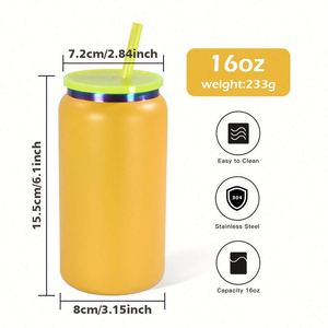 Nuevo Vaso de Acero Inoxidable de 16 oz con Recubrimiento Arcoíris, Doble Pared Aislada al Vacío, Recubrimiento en Polvo, Tipo Mason Jar, para Auto - Product Image 3