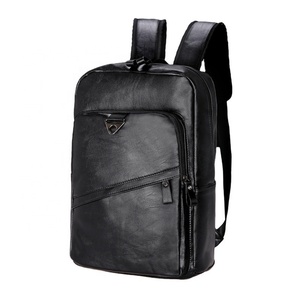 Wholesale Custom Pu Soft Leather Zipper Student Schoolbag Outdoor Business Sports Travel Computer Men's <b>Backpack</b> - Product Image 1