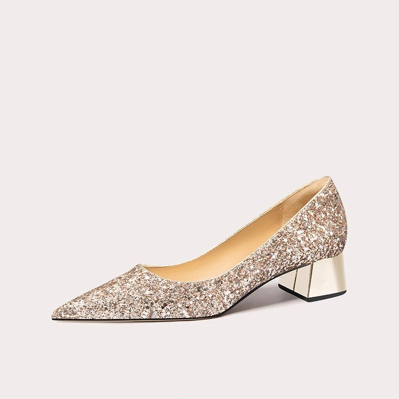 Colore champagne (tacco quadrato 3,5 cm)