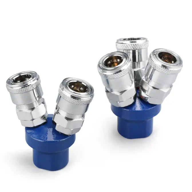 1.0MPa 3 Way Quick Couper Round 10kg/cmG Male Thread SMY Pneumatic Air Hose Connector Fittings Accessories
