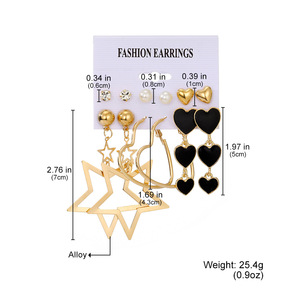 Wholesale New Creative Pearl Simple Retro <strong>Hoop</strong> Drop Dangle <strong>Large</strong> 6 Pairs Set Fashion Jewelry Earring for Women - Product Image 5