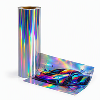 Rouleau de vinyle laser holographique brillant écologique, auto-adhésif, résistant aux flammes, 120-160 g/m², opaque, forme personnalisable, imprimable, UV