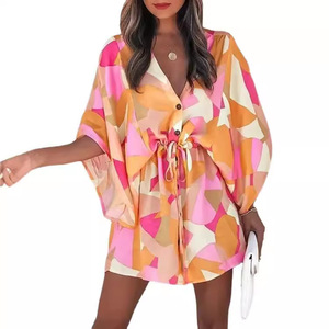Abito Estivo da <span class=keywords><strong>Donna</strong></span> con Maniche Volanti, Scollo a V e Lacci, <span class=keywords><strong>Casual</strong></span> per Vacanze - Product Image 5