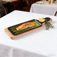 Poêle à frire rectangulaire en fonte à poignée unique, motif uni, pour steak, barbecue, usage commercial
