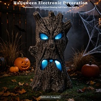Décoration de scène pour Halloween : Demôn de l'Arbre à Demi-Visage Lumineux et Sonore, Idéal pour Maisons Hantées et Salles d'Évasion
