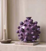 Vase en céramique artisanal 3D moderne de luxe, motif floral violet, pour décoration de table et d'intérieur