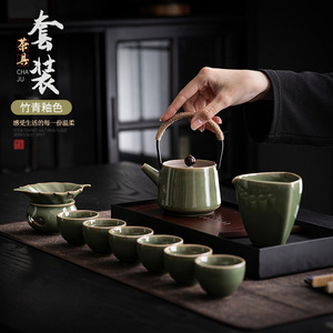 Stoneware Kung Fu <b>Tea</b> <b>Set</b> With Lid Heat Resistant Dehua Ceramic Teapot And <b>Cups</b> For Home Gift - Product Image 1