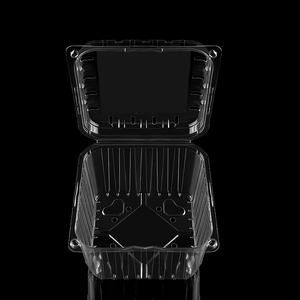 Custom Large <b>Recyclable</b> PET Clamshell <b>Container</b> Disposable Fresh Produce Packaging Hinged Lid Box Plastic Tray - Product Image 2