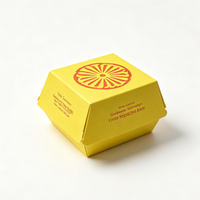 Caja para Hamburguesas Desechable, Ecológica, Biodegradable y Reciclable, Resistente al Agua, Autoarmable, de Cartón de Grado Alimenticio, con Logotipo Personalizable