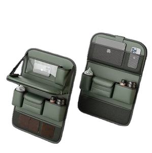 Bolsa de almacenamiento para asiento trasero de coche de gran capacidad con múltiples bolsillos de cuero PU, organizador de coche con bandeja de mesa plegable - Product Image 1