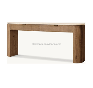 Solid Marble Top with White Oak Veneer Double <strong>Drawer</strong> Writing <strong>Desk</strong> - Product Image 4