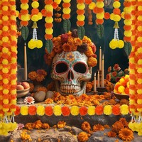 Guirlande décorative indienne en feuilles de mangue pour Halloween, célébrations festives, Jour des Morts mexicain, Noël, Saint-Valentin, en plastique