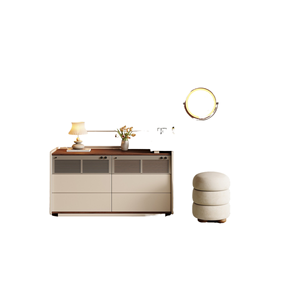 Bauhaus Solid Wood <strong>Dressing</strong> <strong>Table</strong> with Integrated Storage Cabinet, Bedroom <strong>Corner</strong> Vanity <strong>Table</strong>, Vintage-style Makeup <strong>Table</strong> - Product Image 5