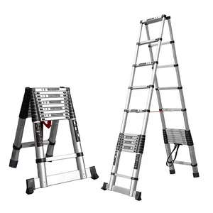 10m 32.8FT Ladders A Type Aluminum Telescopic Ladder Double Sided Folding Ladder With Balance Bar