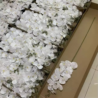 Vente en gros de fleurs de mariage blanches, orchidée artificielle en latex avec 9 têtes