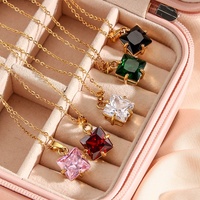 Collier avec pendentif carré en zircon Dreamshow, bijoux pour couple, collier avec pendentif en zircon cubique pour femmes
