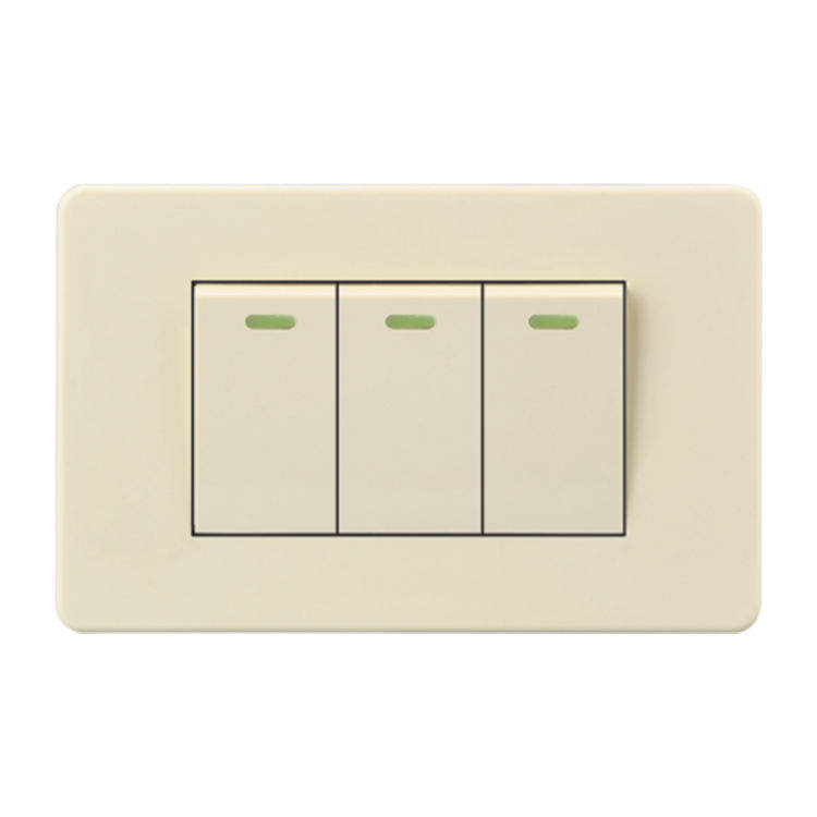 Hot Selling US Standard Modern Wall Switch and Socket Beige 1/2/3 Universal 10A Home Use Wall Socket