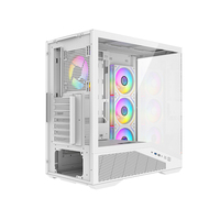 White Mid Tower ATX Gaming Case with Tempered Glass Front and Side USB Ports Cooling Holes Supports 360mm Top Radiator