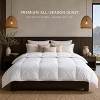 Couette matelassée toutes saisons en duvet de canard blanc 50 %, taille Queen, chaleur toute l'année, en coton anti-déchirure, matelassage en boîte, vente en gros OEM