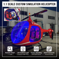 Modèle d'hélicoptère de simulation professionnel à l'échelle 1:1 avec éclairage d'ambiance LED pour exposition commerciale, avion de simulation