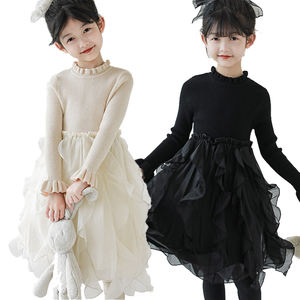 Abito a maniche lunghe in puro <span class=keywords><strong>cotone</strong></span> primavera autunno all'ingrosso <span class=keywords><strong>per</strong></span> ragazze vestito maglione lavorato a maglia <span class=keywords><strong>per</strong></span> bambini <span class=keywords><strong>di</strong></span> colore solido <span class=keywords><strong>di</strong></span> alta qualità - Product Image 1