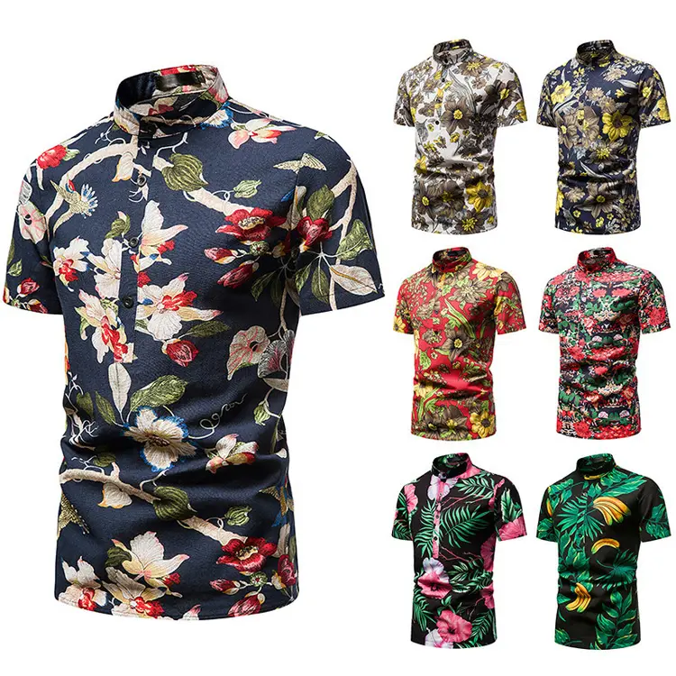 Herren Vintage Hawaiian T-Shirt mit Kurzarm All Over Print Shirt Casual Beach Shirt Paisley Shirts