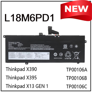 Batterie d'ordinateur portable Li-ion de remplacement L18M6PD1 L18C6PD2 pour Lenovo Thinkpad X390 X395 X13 Gen1 TP00106A TP00106B TP00106C Nouvelle Charge - Product Image 2