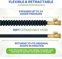 Manguera Mágica Expandible 3X de 15M/50FT con Interior de Látex, Flexible, Portátil y Anti-Torceduras para Limpieza, Riego y Lavado de Autos, Certificación BSCI