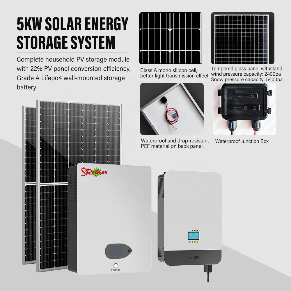 Kit sistem tenaga surya, 5kW 6KW 8KW 10KW 15kW 20kW 25kW 30kW untuk rumah 220V penyimpanan energi surya
