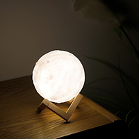 Lampe de lune d'impression 3D rechargeable 500 mAh, contrôle tactile, lampe lunaire, lumière nocturne arc-en-ciel, lampe de coucher de soleil