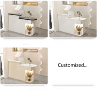Muebles de Oficina Modernos Personalizables de Melamina, Mostrador de Recepción con Luz LED para Hoteles, Restaurantes, Bares, Centros Comerciales
