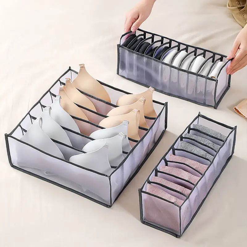 New underwear storage box drawer type mesh underwear socks finishing box household folding separation bra organizer storage box