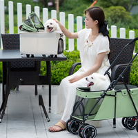 Poussette pour chien double compartiment légère pliable en maille pour chat et chien, idéale pour l'extérieur, petite poussette d'exportation pour animaux de compagnie