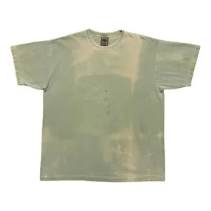 Streetwear camicia Vintage smagliata ssolata sbiadita t t-Shirt verde cotone t-Shirt pour hommes