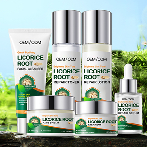 Beauté nouveau éclaircissant à base de plantes réduire les rides acné éclaircissement de la peau racine de réglisse 6 pièces ensemble de soins de la peau - Product Image 1