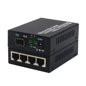 Convertidor de Medios Gigabit en Oferta, 4 Puertos RJ45 + 1 Ranura SFP, Convertidor Óptico de 10/100/1000 Mbps, Convertidor de Medios de Fibra Única Monomodo - Product Image 1