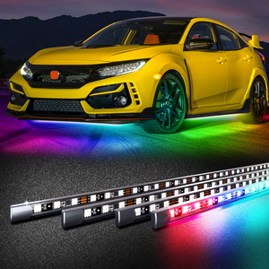 Nhà máy 4 cái <span class=keywords><strong>RGB</strong></span> Giấc Mơ dòng chảy màu loạt dải ánh sáng Kit không thấm nước bên ngoài xe ánh sáng điều khiển từ xa LED underglow ánh sáng Kit - Product Image 2