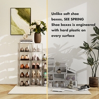 Boîte à chaussures transparente de grande taille au design moderne, logo personnalisable, tiroir de rangement pour baskets en plastique épaissi pour salon BT-394