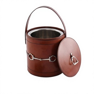 Luxury Ice Bucket with Lid Handle Tongs Stainless Steel Liner <b>Wine</b> Whiskey for Cooler 3L Double Wall Home Bar Party Use - Product Image 2