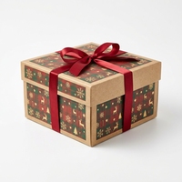 Boîtes cadeaux de Noël avec couvercles, emballage en papier pliable à plat, emballage personnalisé imprimé pour la vente au détail pendant les fêtes