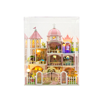 Casa de Muñecas de Madera de Tres Pisos Windsor Castle L2503Z de Hongda, Nuevo Diseño, Kit de Casa de Muñecas en Miniatura con Cubierta Antipolvo