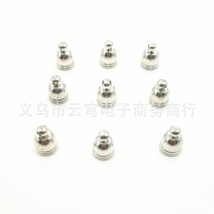 Capuchón de borla de campana de cobre chapado de 7mmx10mm para fabricación de pulseras, accesorios de joyería, forma redonda, color blanco K - Product Image 1