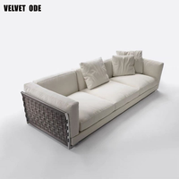 Ensemble de canapés Flexform en tissu de designer italien, quatre places, rangée droite, pour salon, hall d'hôtel, modulaire