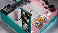 Kiosque à glaces moderne pour centre commercial, stand de présentation durable pour desserts glacés avec vitrine réfrigérée pour les commerces de détail