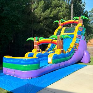 Toboggan aquatique gonflable commercial à thème palmiers tropicaux, pour extérieur, à prix réduit - Product Image 5