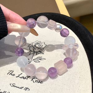 Pulsera de Amatista Natural, Diseño Original Más Vendido <span class=keywords><strong>para</strong></span> el Año del Fuego Morado, Cuarzo Rosa <span class=keywords><strong>para</strong></span> la Buena Fortuna, Venta al Por Mayor - Product Image 3