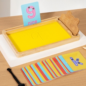 <span class=keywords><strong>Bambini</strong></span> che imparano precocemente alfabeto tracciando il <span class=keywords><strong>gioco</strong></span> lettere di tracciamento <span class=keywords><strong>carte</strong></span> Montessori Sand Writing Board vassoio - Product Image 4